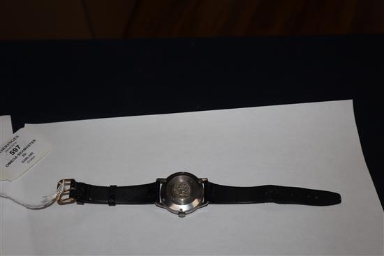 A gentlemans early 1960s stainless steel Omega Seamaster 30 manual wind wrist watch with military type black dial.